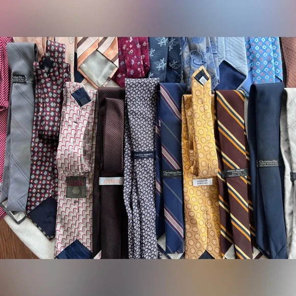 25 100% silk ties. Zegna, Dior, Saks, and more